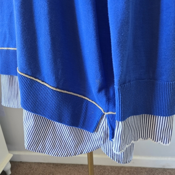Crown & Ivy | 3X | Blue & White Layered Sweater With Silver Threaded Details - Picture 3 of 9